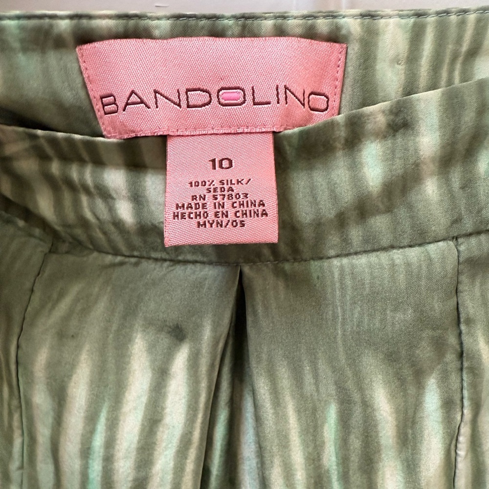 Bandolino Silk Green and Blue A-Line Pleated Skirt - Picture 6 of 11